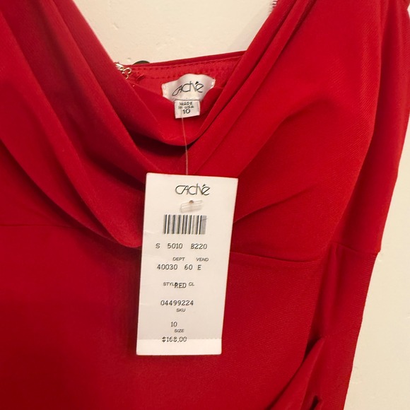 Cache Red Lace Cap Sleeve Cocktail Dress Ruched Bodycon Party NWT‎ Size 10 - Picture 2 of 5